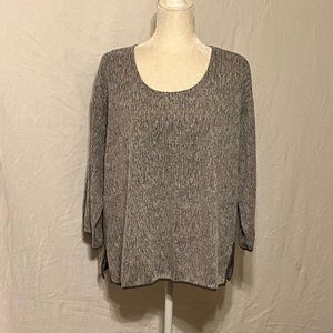 Pure Jill Soft Gray Linen Cotton Stretchy Top ~ Size Large